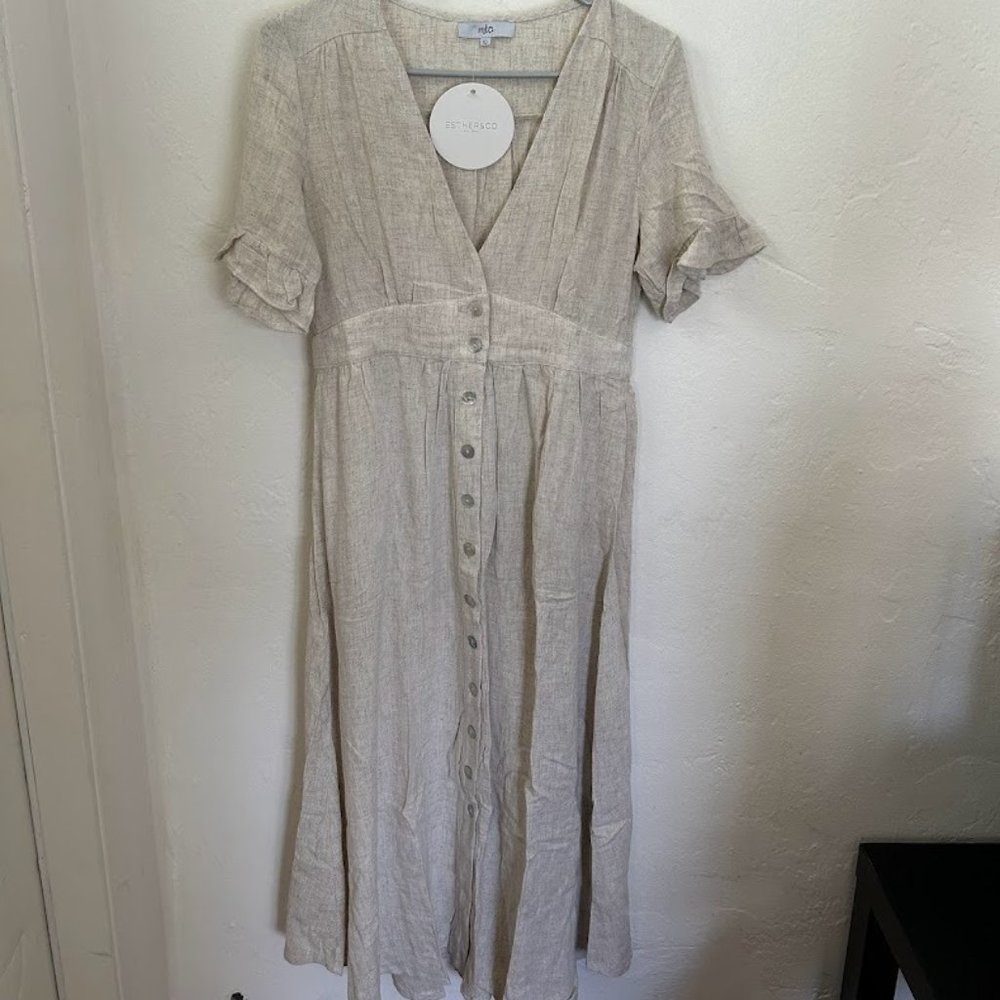 COPY - NEW Midi Beige Linen Dress